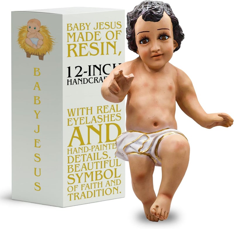 Nuestra Fe Baby Jesus figure nativity HandMade in Mexico - Niño dios for nacimiento de jesus para navidad - Christmas Baby Jesus for nativity scene - baby jesus doll - manger ornament not included - little jesus - Image 1